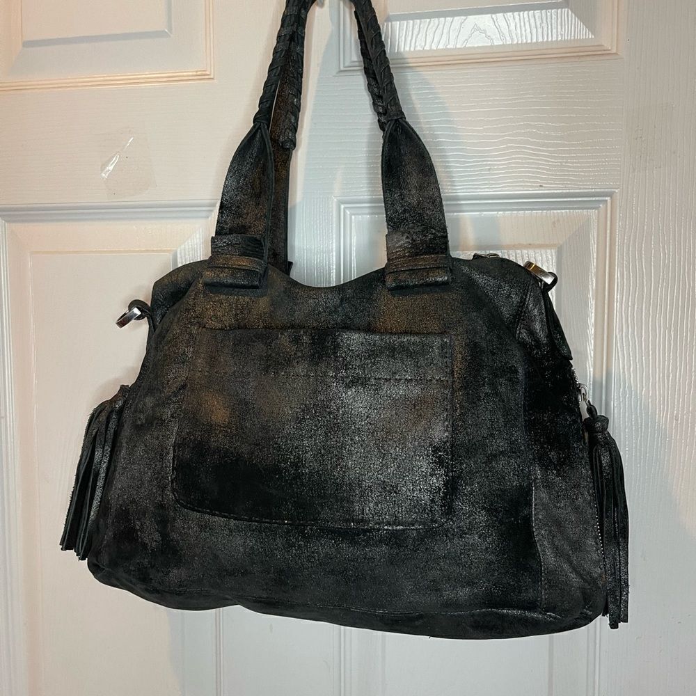 Carla Mancini black metallic silver Medium Satchel bag silver tone hardwares - Picture 5 of 15